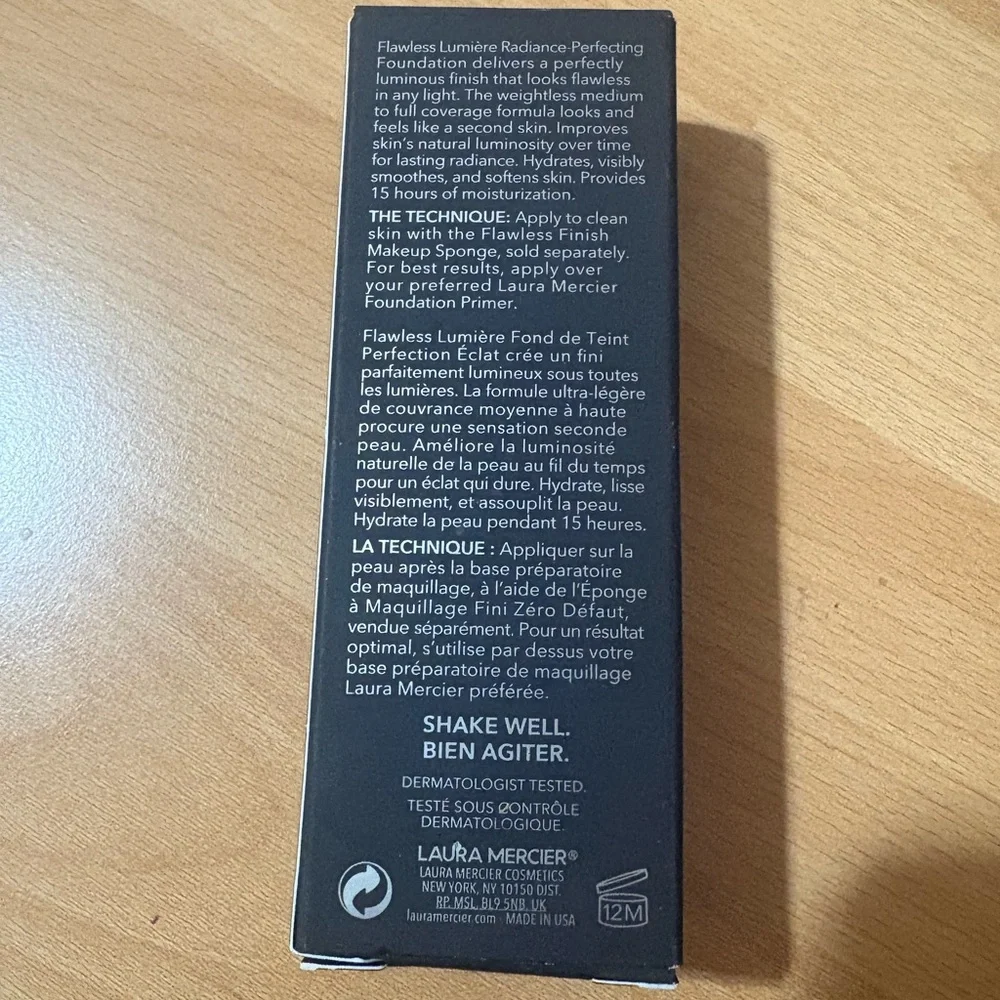 Laura Mercier Flawless Lumière Radiance-Perfecting Foundation In 3N1 BUFF New.